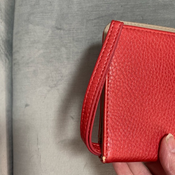 Adrienne Vittadini Studio clutch wallet, red/coral, wrist strap 9” x 5” x .5” - Picture 5 of 16